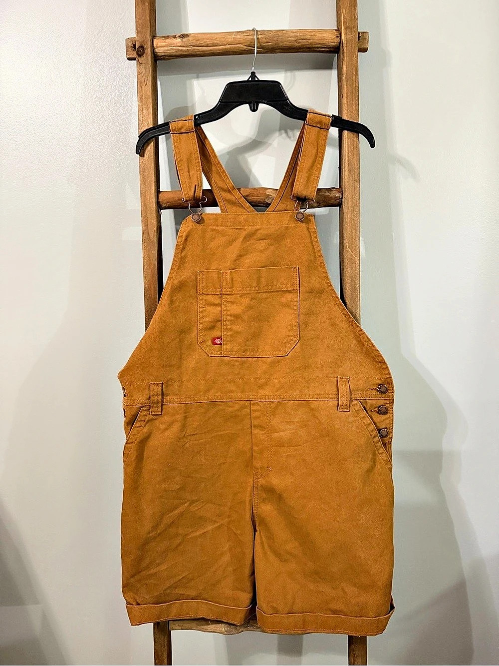 Dickies Women's Relaxed Fit Duck Bib Shortalls Brown Size XL